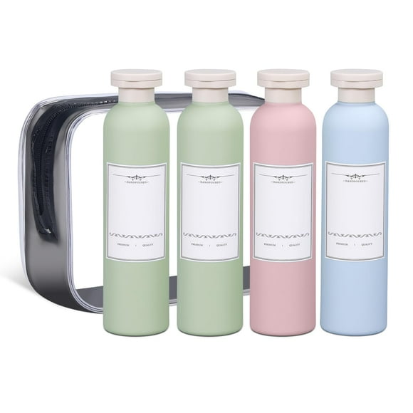 Botellas de viaje ASEVAT de 260 ml a prueba de fugas para artículos de tocador (4 unidades)