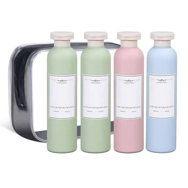 Botellas de viaje ASEVAT de 260 ml a prueba de fugas para artículos de tocador (4 unidades)