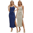 thumbnail image 1 of Pack De 2 Conjuntos Rayados Blusa de Tirantes y Falda Larga con Abertura Chic para Mujer, 1 of 5