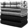 thumbnail image 3 of Premium Kitchen Towels (20”x 28”, 6 Pack) – Large Cotton Kitchen Hand Towels – Check Flat & Terry Towel – Highly Absorbent Tea Towels Set with Hanging Loop – Black, 3 of 6