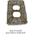 thumbnail image 3 of Urbalabs Western Tribal Native American Spears Gold And Silver Decorative Light Switch Outlet Wall Plate Covers Rustic Light Switch Covers Single Double 2 Gang Switch Plates (Outlet), 3 of 7