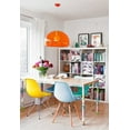 thumbnail image 5 of 2xhome Set of 2 Blue Mid Century Modern Contemporary Vintage Molded Shell Designer Side Plastic Eiffel Chairs Wood Legs for Dining Room Living Office Conference DSW Desk Kitchen Comfortable, 5 of 9