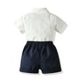 thumbnail image 2 of nvzhuang Kids Boys Clothes Outfits Bowtie Short Sleeve Blazer Waistcoat Shirts Shorts 2Pcs Suit, 2 of 8