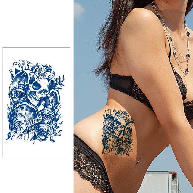 Cuadros Decorativos Tatuaje pegatinas Animal esqueleto tatuajes duradero brazo manga moda para mujer hombre Wdftyju embutido en tela