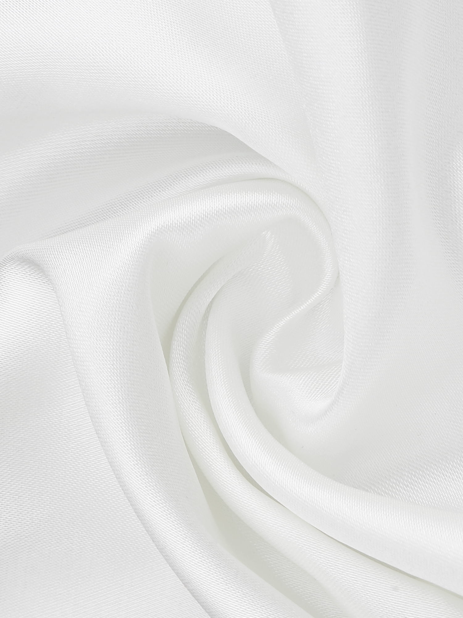 DARING DIVA Women's Slit Long Sleeve Twist Mock Neck Satin Blouse M White