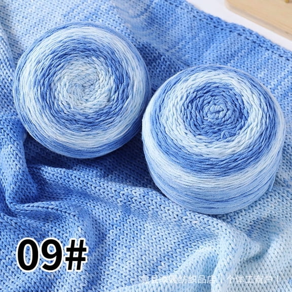 Firefly Hope 400g Ultra-Soft Cotton-Acrylic Blend Yarn, Gradient Variegated Color-Changing Knitting & Crochet Yarn for Scarves/Shawls/Blankets/Craft Projects, Blue