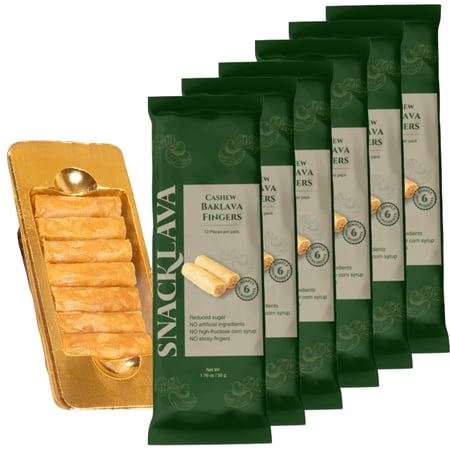 Snacklava Cashew Baklava Fingers – 6 Pack (72 Pieces) – No Artificial Ingredients Colors or Preservatives – Premium Handmade Pastries