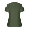 thumbnail image 5 of Cold Shoulder Shirt For Women Loose Solid Short Sleeve Tunic Tops Breathable Summer Fashion Casual Blouses Army Green XXXL, 5 of 5
