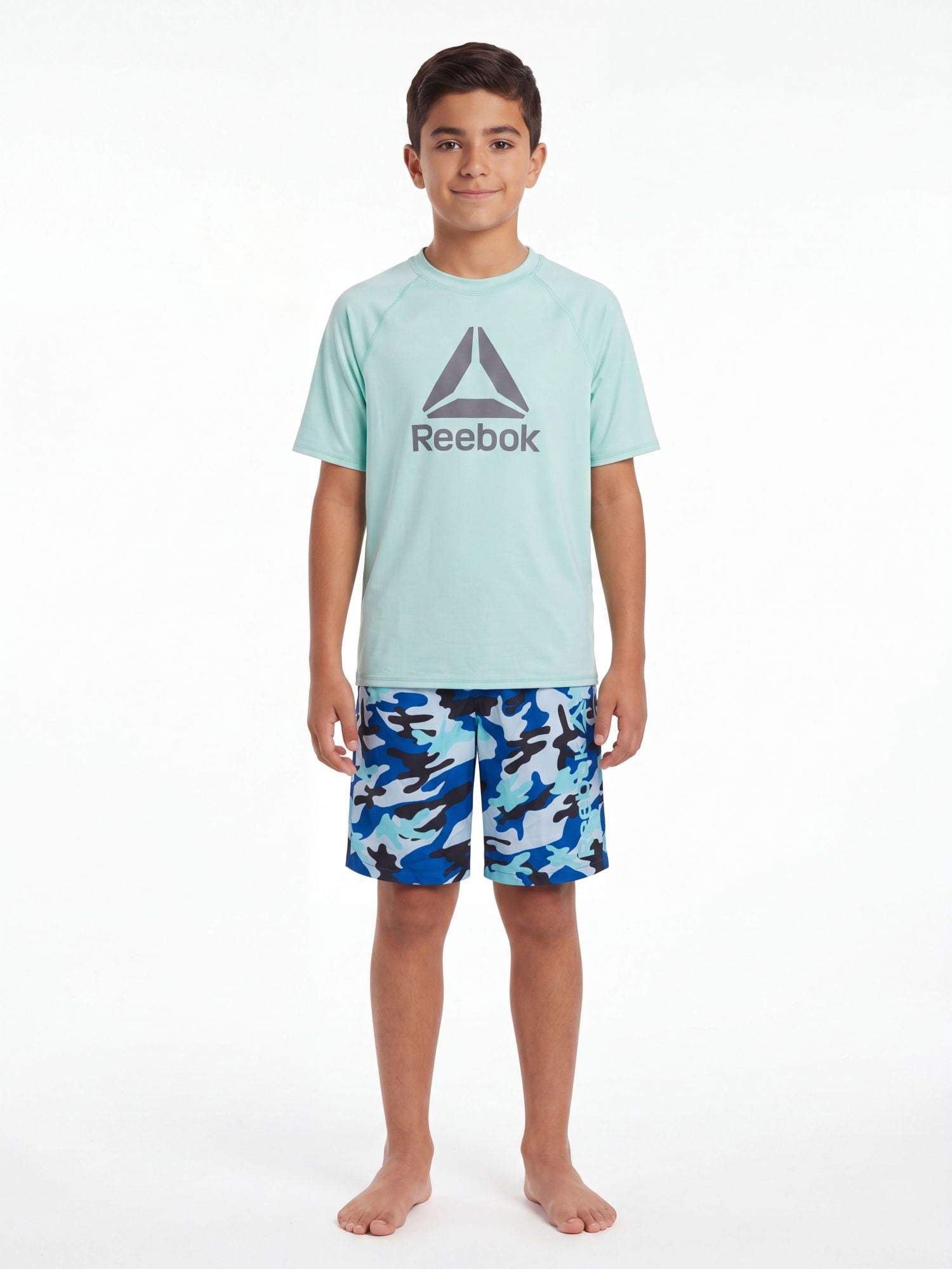 Reebok Boys Short Sleeve Rashguard with UPF 50+ Protection, Sizes 4-18