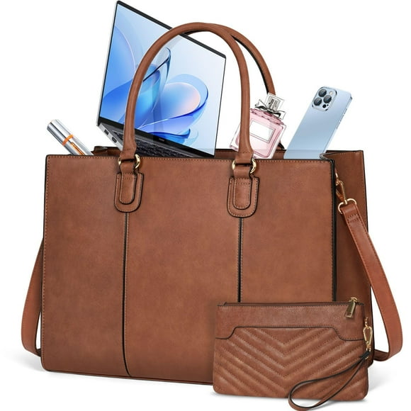 NUBILY Sacs pour Ordinateur Portable pour Femmes 15,6 Pouces Sacs Fourre-Tout de Travail Sac à Main pour Ordinateur Portable pour Femmes Sacoche Imperméable en Cuir PU pour Ordinateur Portable pour Bureau Sac pour Ordinateur Femmes Voyage