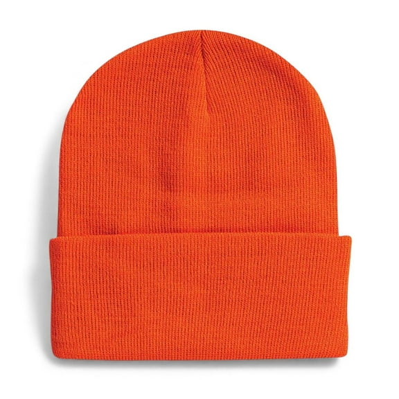 Daily Knited Plain Beanie - Stay Warm Stylish Stretchy Soft Beanie Hats for Men and Women, 12 inch, Blaze Orange