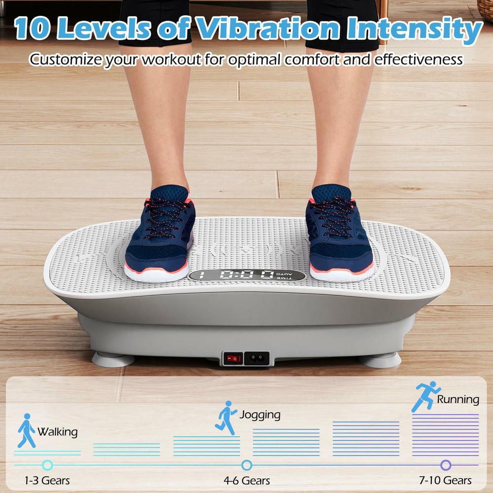 Resenkos Whole Body Vibration Plate Machine with 10 Speeds - Gray