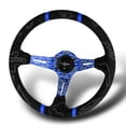 thumbnail image 5 of W-Power 14" Black Alcantara Double Blue Stripe 4" Deep Dish Ultra Steering Wheel, 5 of 6