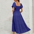 thumbnail image 4 of Wycnly Summer Dresses for Women Dresses for Women Cocktail Party Prom Puff Sleeve Off Shoulder Flowy Ruffle Swing Long Dress Women Fashion Solid Square Neck Short Sleeve Maxi Dress, 4 of 5