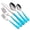 Blue, variant on 20-piece cutlery set, made of 18/0 stainless steel, serving 4, includes knife, fork, and spoon, mirror polished, dishwasher safe.