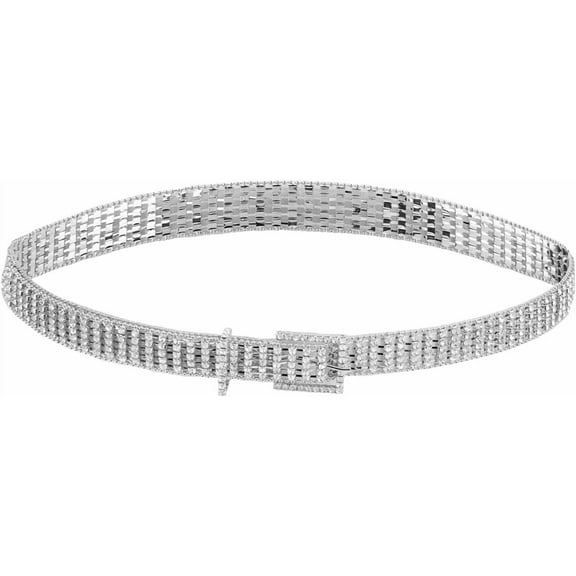 41.34 Inch Silver Rhinestone Square Buckle Belt Glitter Full 5 Row Waist Chains Shiny Alloy Sparkle Jewelry Wide Belts