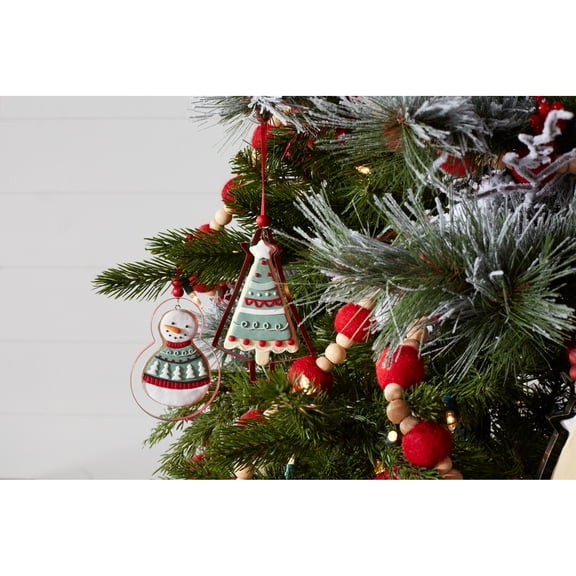 Melrose Glittered Tree and Snowman Cookie Cutter Christmas Ornaments - 4.25" - Set of 12