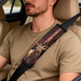 thumbnail image 4 of Xoenoiee Deer Forest American Flag Print PU Leather Car Accessories Set of 5, Anti-Slip Auto Seat Covers Seat Belt Pads Car Armrest Cover for Most SUV Truck Sedan, 4 of 7