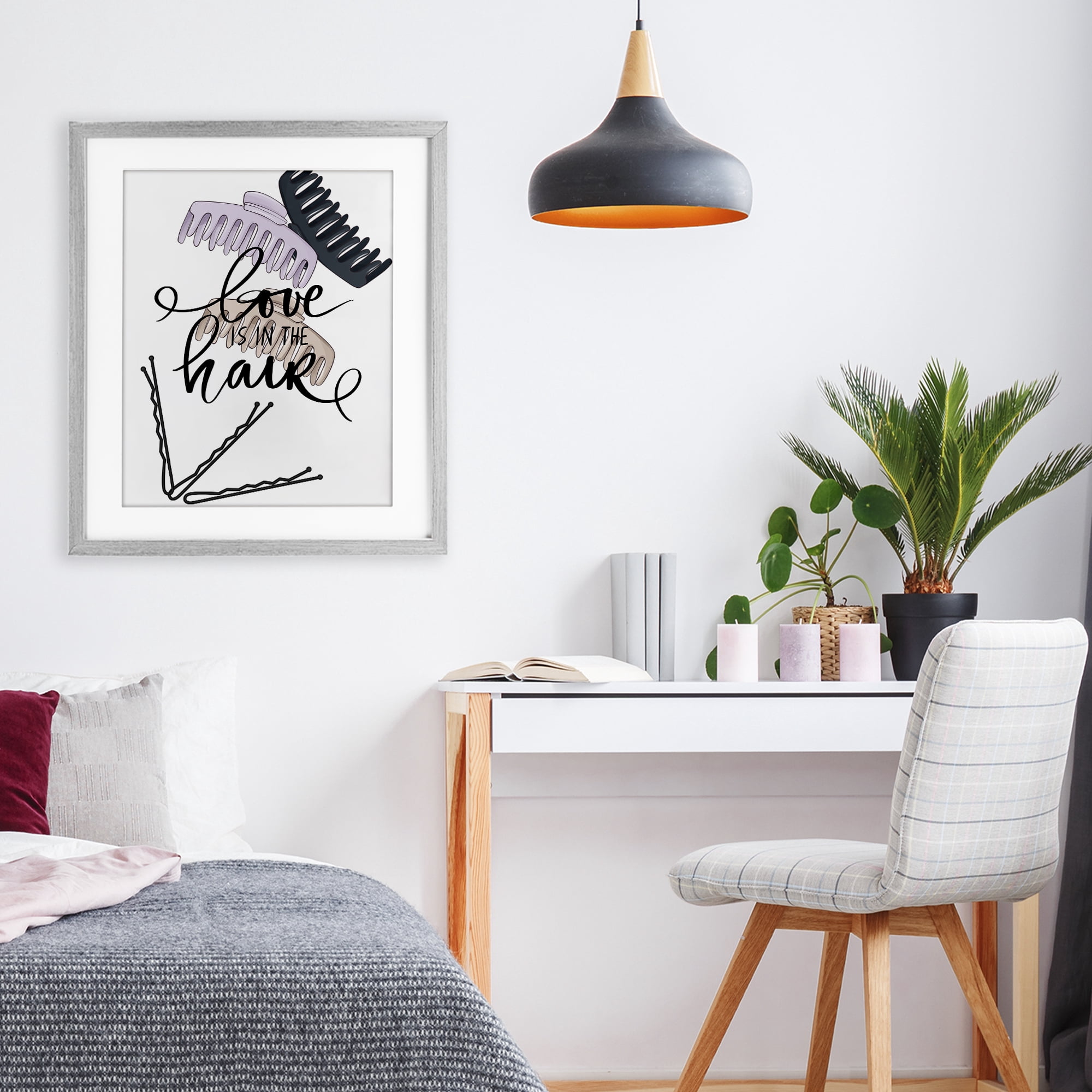 Stupell Industries Love Is In The Hair Gray Framed Print Under Glass, design by Jesse Keith