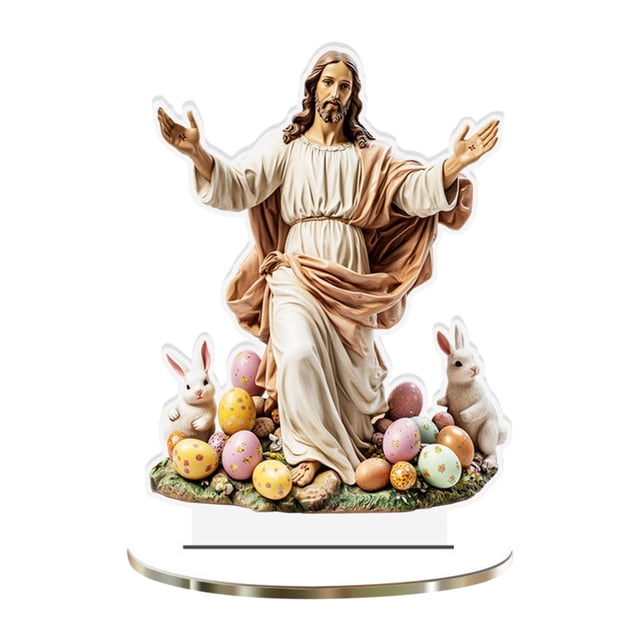 Decoraciones de Pascua, adornos de Pascua, regalos de Pascua, huevos de conejo de Pascua, decoración de escritorio de acrílico, decoración navideña, adorno hueco, artesanía paisajística.