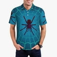 thumbnail image 5 of Yiaed Spider And CobwebPrint Men's Short Sleeve Polo Shirt,Golf Polo for Men Three-Button Golf Shirt Athletic Casual Collared T-Shirt- Small, 5 of 7