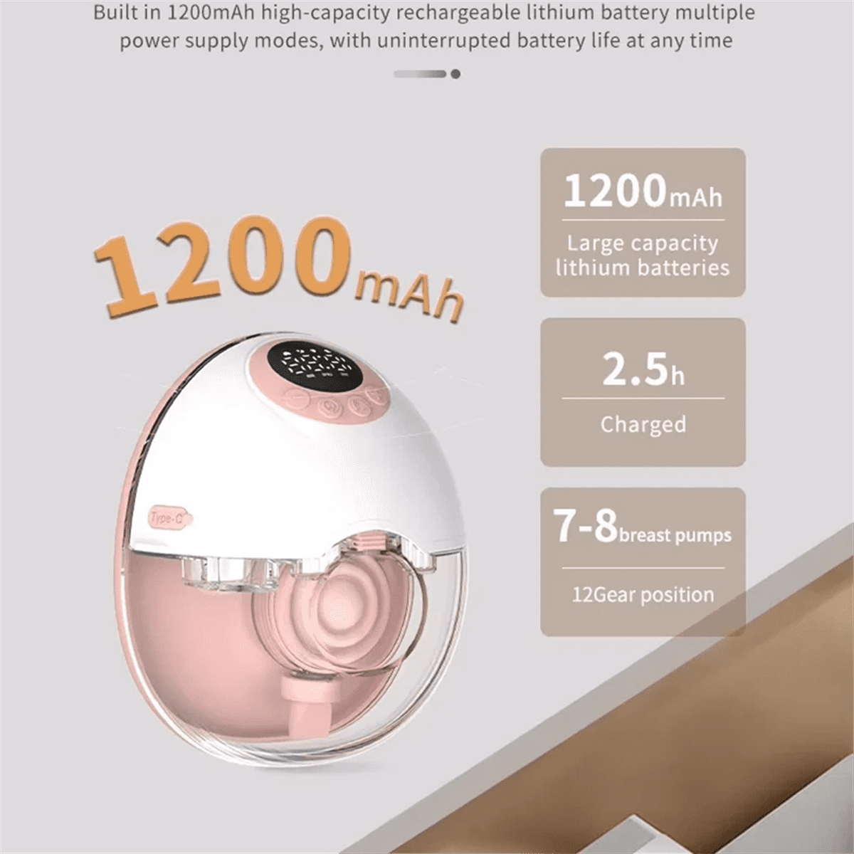 Wearable Wireless Bra Breast Pump with Cordless Bottle Design Wearable Silicone Flange Milk Manual Breast Pump,1 * Breast Pump,Pink
