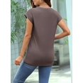 thumbnail image 4 of Womens Summer Tops Cap Sleeve Spring T Shirts Ruched Business Casual Dressy Fashion Clothes Outfits 2025 Coffee M, 4 of 8