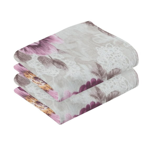 2 Pcs Absorbent Face Towel Bath Hand Towels Soft Breathable Cotton Towel Set for Bathroom Kitchen Hotel Spa Decor Magenta Roses