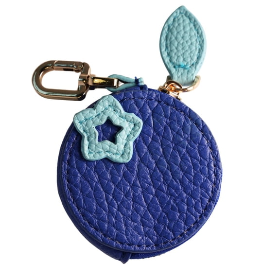 Blueberry Coin Purse Charm PU Leather Mini Wallet Keychain – Cute Fruit Bag Charm for Girls & Women