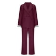 thumbnail image 6 of Women Suits 2 Piece Set Business Casual Dressy Oversized Blazer Jacket Wide Leg Dress Pantsuits Work Formal Outfits, M, 6 of 7