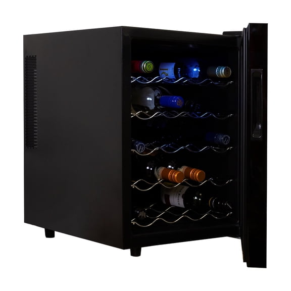 Koolatron 20 Bottle Wine Cooler, Black Thermoelectric Wine Fridge, 1.7 cu. ft. (48L), Freestanding Wine Cellar, Sparkling Wine Storage for Home Bar, Apartment, Condo