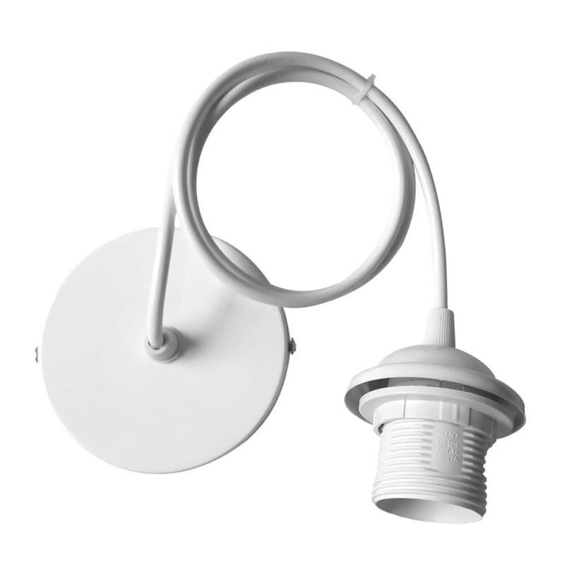 c/w Shade Ring Edison Screw E27 White Plastic Lamp Holder Pendant ES 