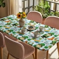 thumbnail image 3 of Saint Patrick's Day Table Cloths for 4 Foot Rectangle Tables, Gnomes Hat Boot Clovers Blue Stripes Patio Waterproof Elastic Fitted Tablecloths, Washable Rectangular Table Cover for Camping, 3 of 8