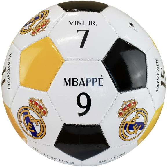Maccabi Art Official Real Madrid Soccer Ball (2024 Player's Name and Number - Mbappe and Endrick)