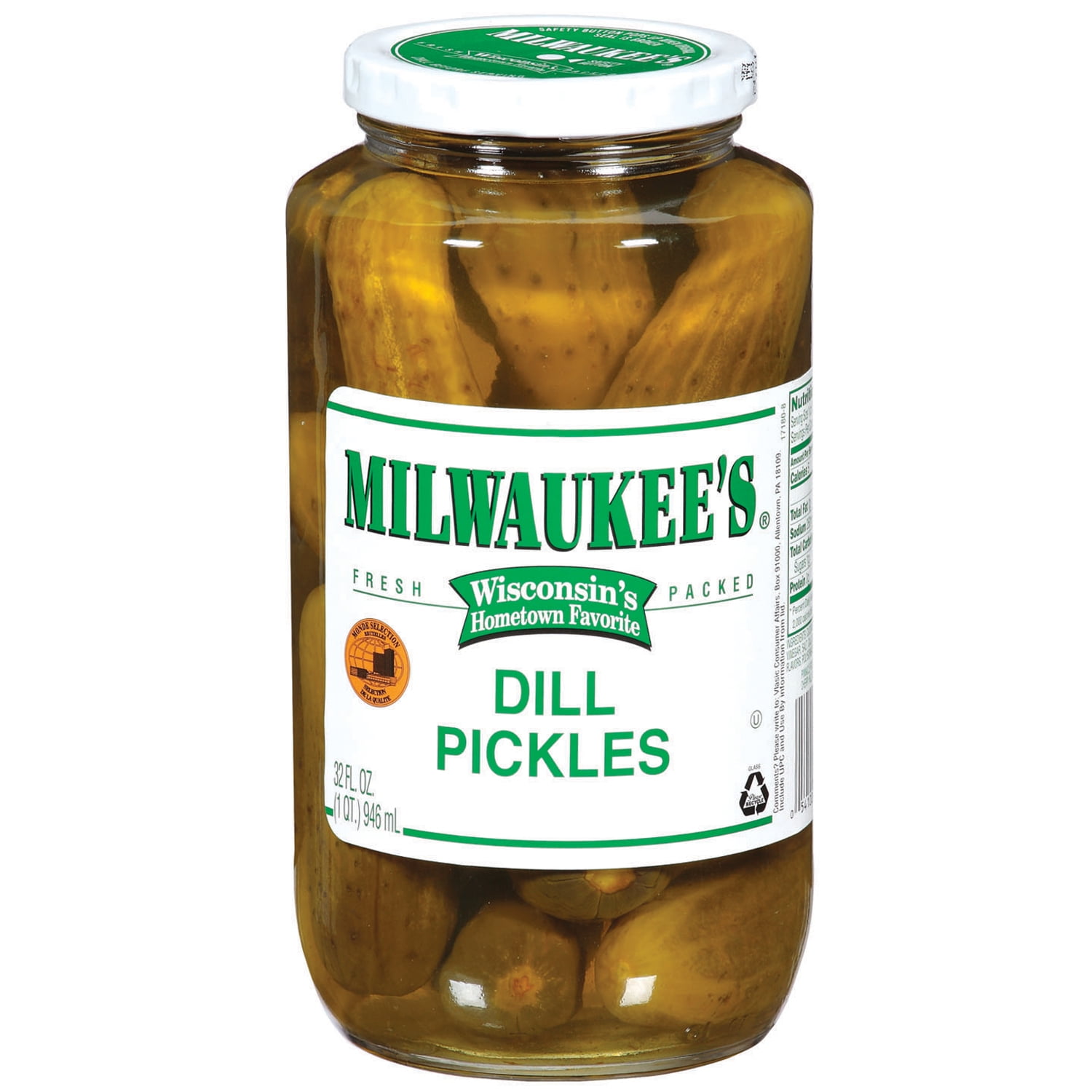 Milwaukee's Wisconsin Dill Pickles, 32 oz Glass Jar