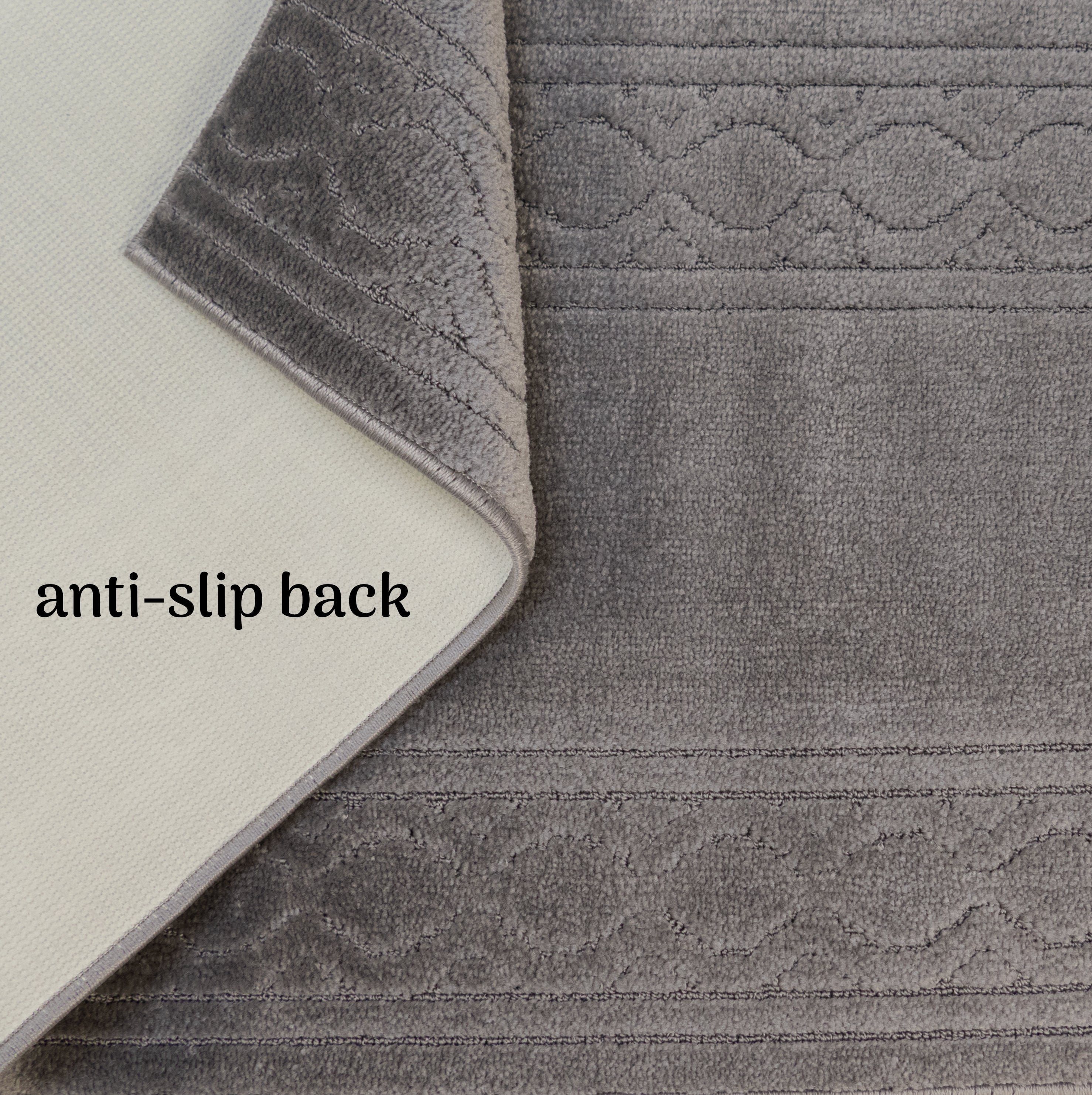 Custom Size Anti-Slip Machine Washable Soft Pile Moroccan Trellis Gray Runner Rugs ( 20' x 26")