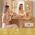 thumbnail image 6 of FANRAL Large Fluted Vanity with LED Lighted Mirror,Built-in Cabinet Lighting & Multi-Drawer Storage,Modern Dressing Table for Bedroom Beauty Space,Natural Oak Vanity, 6 of 8