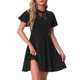 thumbnail image 1 of Vestido Midi Informal Allegra K con Cuello Alto y Malla de Encaje Mangas Alborotadas para Mujer Negro S, 1 of 6