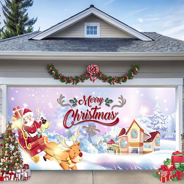 XWSHYW Decoraciones para El Hogar Navegación En El Garaje, Murales En Pared, Decoración En Puerta Grande En Exteriores E Interiores, Decoración Navideña.