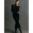 thumbnail image 2 of Velvet Lace Patchwork Dress for Women's Gothic Punk Puff Sleeve Lace Trim Cut Out Dress Party Vintage Autumn Long Sleeve Dress, 2 of 3