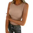 thumbnail image 2 of Women's Ribbed Sleeveless Tank Top, Slimming Knit Pullover Sweater, Solid Color Round Neck Base Layer, Versatile Casual Top, Everyday Basic Rose Gold A, 2 of 5