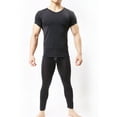 thumbnail image 3 of Tauxra Men's Underwear Shirts Short Sleeve T-Shirt Mesh Sheer Top Undershirt and Pants Sleepwear Sets Black XL, 3 of 3