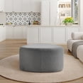 thumbnail image 5 of DREAMSIDEA Large Stuffed Pouf Ottoman, Linen Poufs Foot Stool with Foam Chunk Filling, 44 X 32 Floor Poufs Footrest for Living Room, Gray, 5 of 5