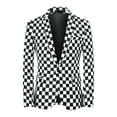 thumbnail image 4 of Cloudstyle Men's Slim Fit British-Inspired Printed Single-Breasted 1-Button Suit Set, Back Vent & Functional Pockets, Wedding & Party Formal Attire, 4 of 15