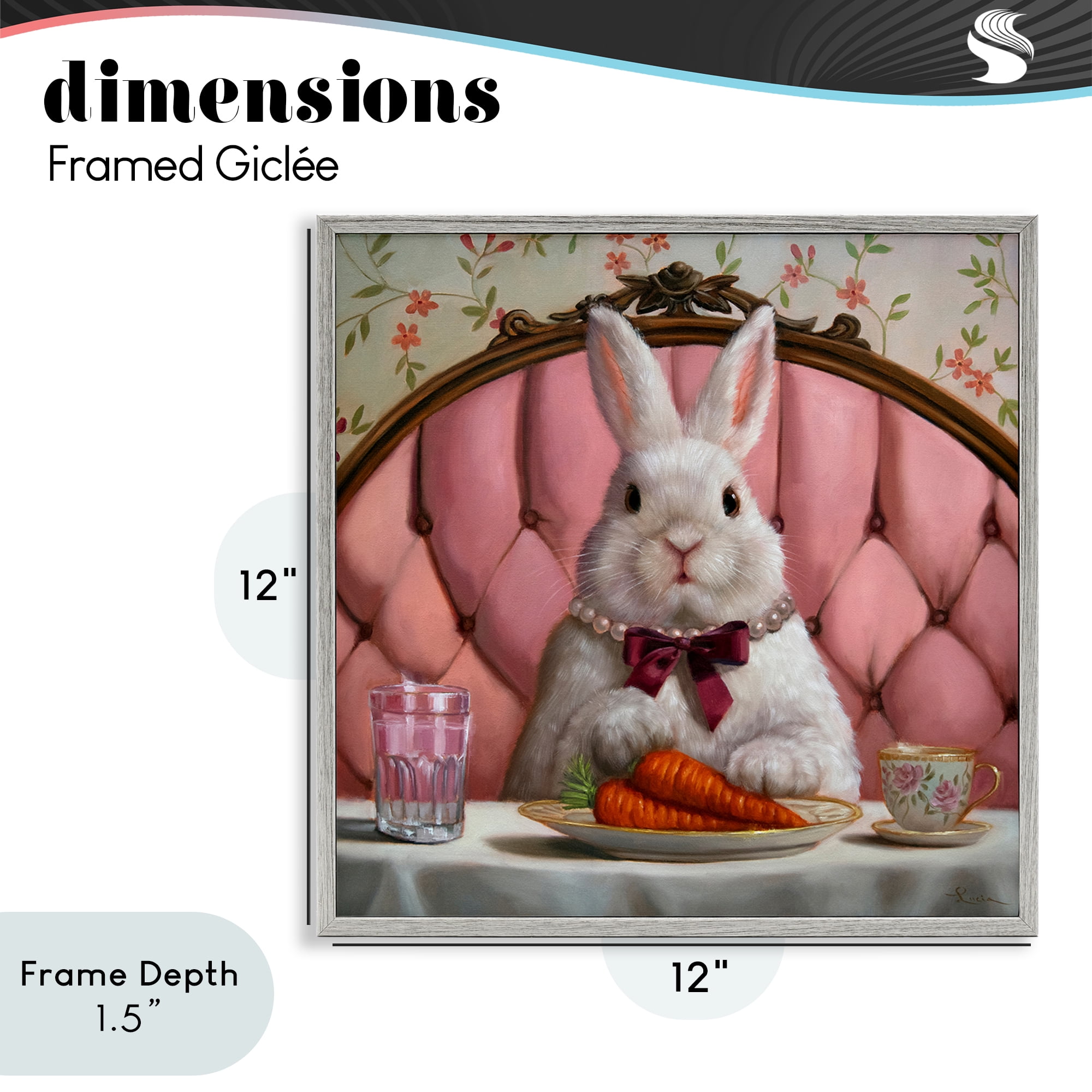 Stupell Industries Bun Appetit Rabbit Dining Gray Framed Giclee Art, design by Lucia Heffernan