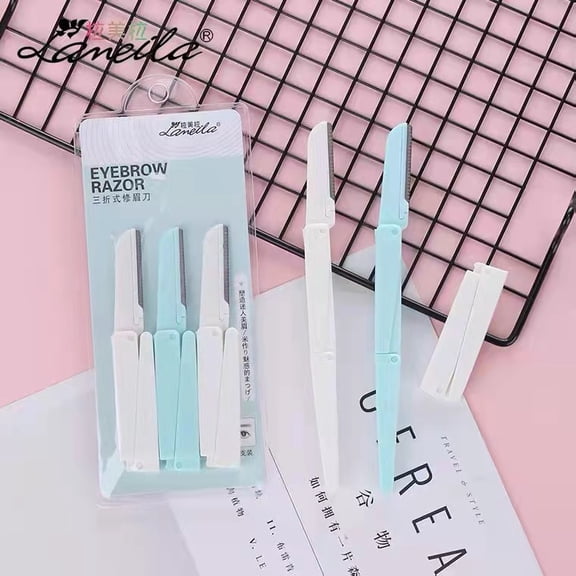 Lameila Plastic Handle Dermaplane Blades Eyebrow Razor 3pcs Facial Hair Remove Eyebrow Shaver