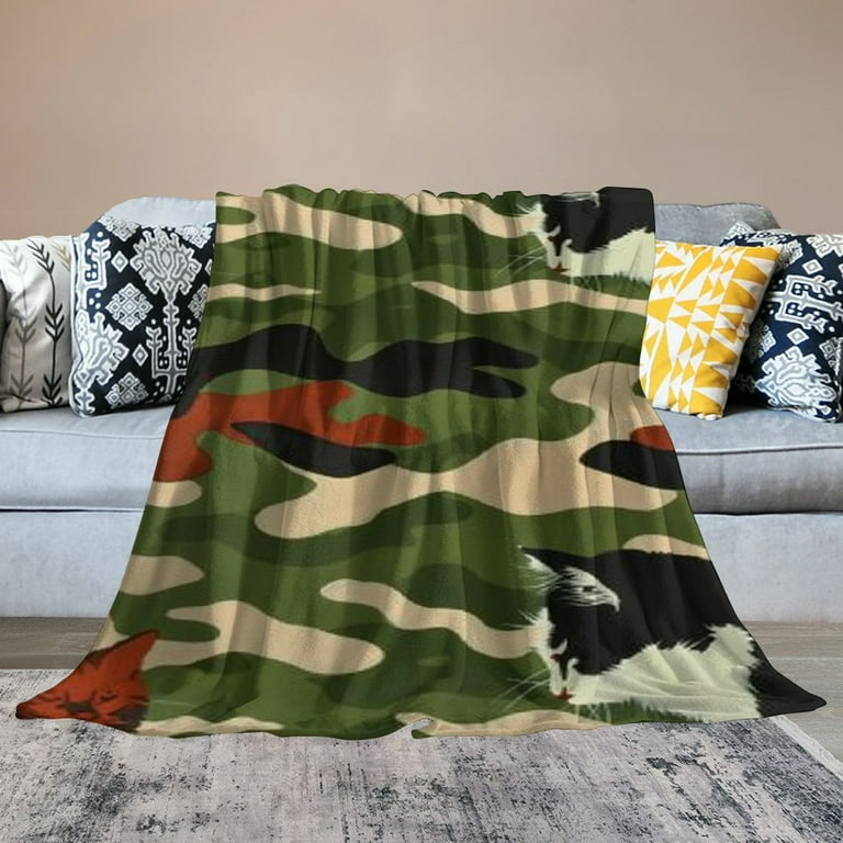 ONETECH Armygreen Camo Throw Blanket, for Boys Teens Military