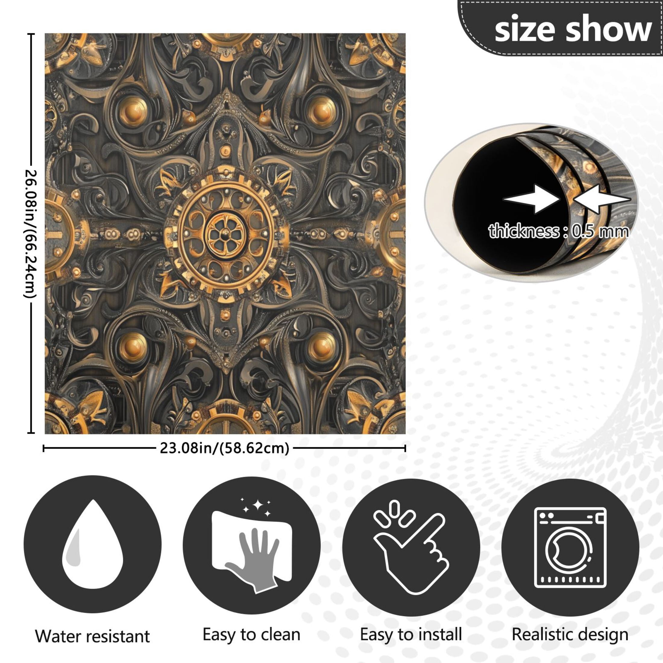 Dishwasher Magnetic Sticker 23x26 Inch Refrigerator Magnetic Sticker Washing Machine Magnetic Sticker Kitchen Panel Magnetic Sticker Home Decor Steampunk Style Gears