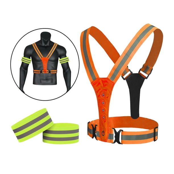 Chaleco reflectante LED Cola para corredores Accesorios de equipo de seguridad naranja tren de rodaje reflectante