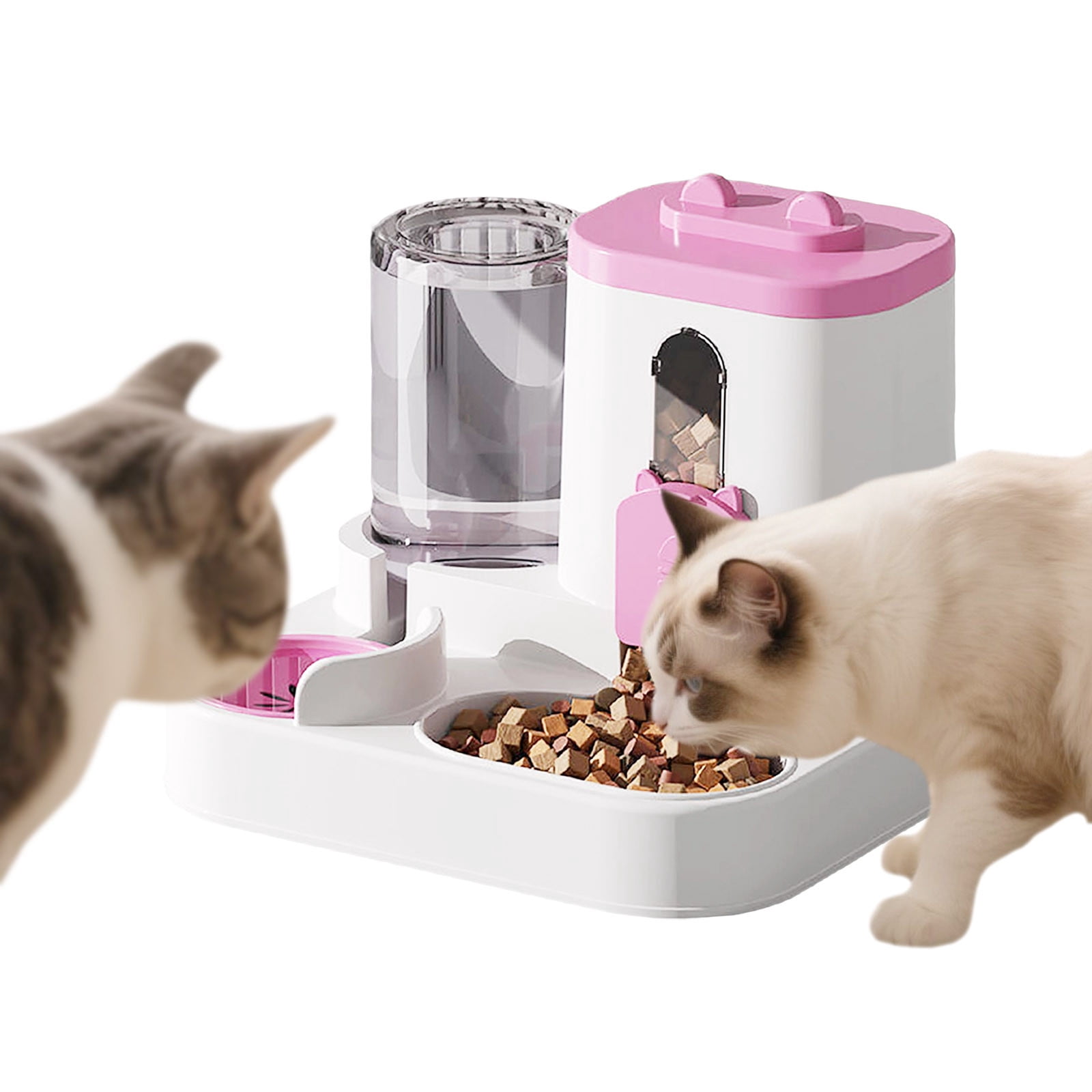 Pet Feeder and Water Dispenser 2-in-1 Automatic Cat Dog Feeder Gravity Food Water Bowl for Indoor Cats Dogs